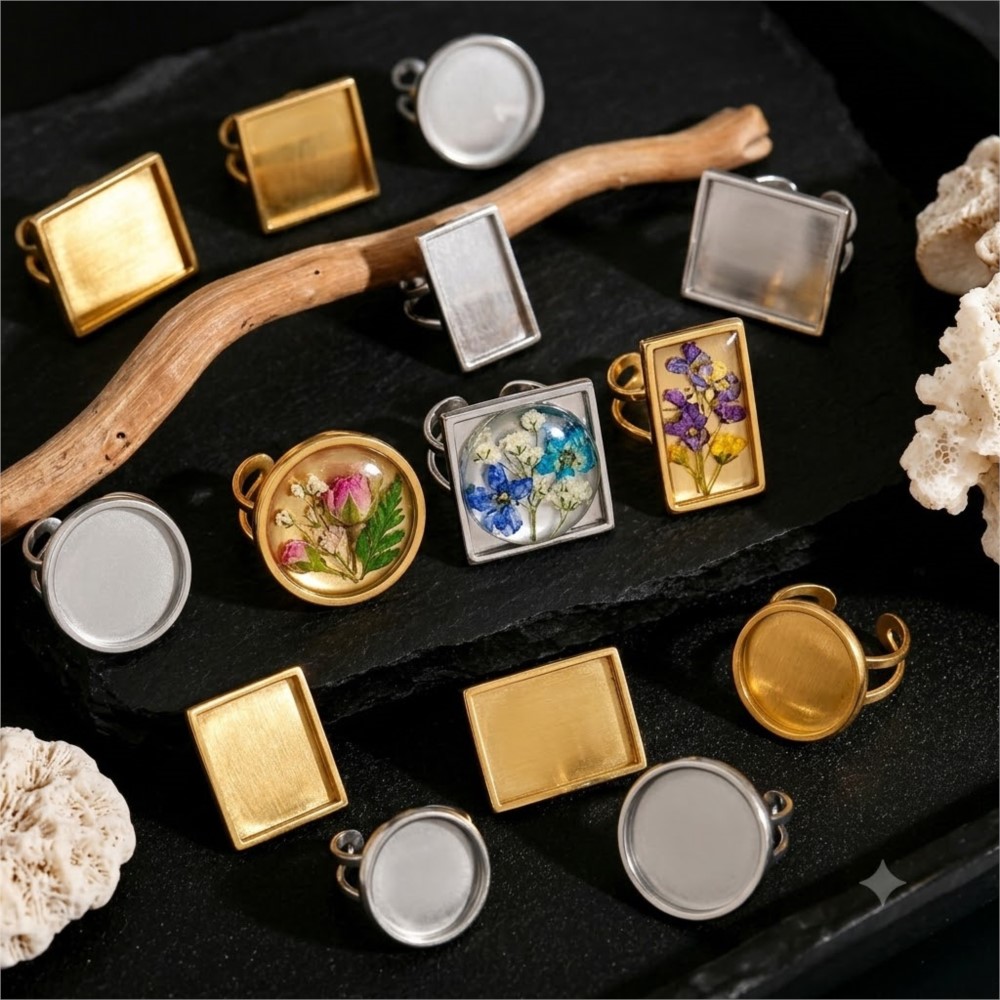 Jewelry Making With Resin - 2 шт. регулируемые кольца-основы из нержавеющей